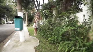 Hellen enjoying the outside being stop for something more desirable and dirtier