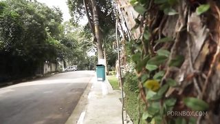 Hellen enjoying the outside being stop for something more desirable and dirtier