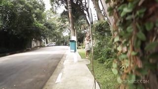 Hellen enjoying the outside being stop for something more desirable and dirtier