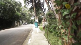 Hellen enjoying the outside being stop for something more desirable and dirtier