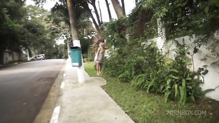 Hellen enjoying the outside being stop for something more desirable and dirtier