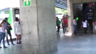 This crazy skinny trans is masturbating with her cock and ass so hard