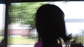This crazy skinny trans is masturbating with her cock and ass so hard