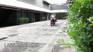 Shemale with beautiful big ass get’s fuck from a huge dick, cum in the ass