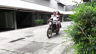 Shemale with beautiful big ass get’s fuck from a huge dick, cum in the ass