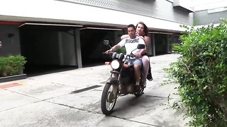 Shemale with beautiful big ass get’s fuck from a huge dick, cum in the ass