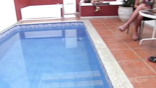 Tree people in the pool and so much desire of fuck each other, Dirty Threesome #4