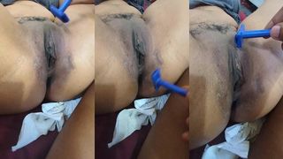 SHAVING HER PERFECT PUSSY BEFORE FUCKING