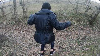 BLOW-JOB IN THE WOODS WITH MY HUSBAND FRIEND- DOWN-JACKET FETISH 249