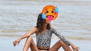 SEXY PHOTOSHOOT ON THE BEACH. PRETTY PUSSY. SKINNY MODEL