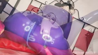 Purple Latex, Squirt, Anal, Cum on Tits
