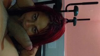 WIFE DANCING AND SEDUCING VIRGIN BOY WITH A SEXY MICRO THONG AND SUCKING HIS COCK HARD BEFORE HE CUMS INSIDE HER