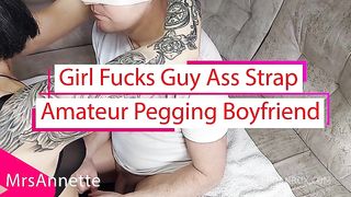 THE DATE FROM TINDER ENDED FOR THE GUY WITH THE FIRST STRAPON. THE GUY IS TRYING FIRST PEGGING. FIRST ANAL TRAINING