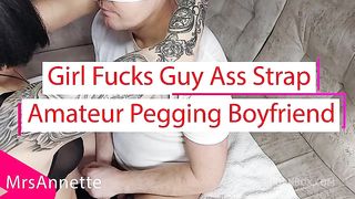 THE DATE FROM TINDER ENDED FOR THE GUY WITH THE FIRST STRAPON. THE GUY IS TRYING FIRST PEGGING. FIRST ANAL TRAINING