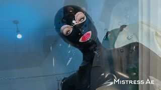 SOLO 1: SHOWCASING STUDIO, BLACK LATEX CATSUIT, AND HUGE RED COBRA STRAP-ON