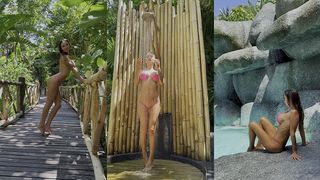 HOT MONIKA FOX POSES IN SEXY PINK BIKINI IN EXOTIC LOCATIONS