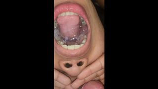 HOT SUBMISSIVE LATINA TEEN GETS CUM AND PISS DIRECTLY IN MOUTH