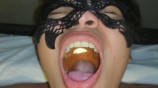 OMG!!! SUBMISSIVE LATINA TEEN SLAVE PISSED IN MOUTH AND THROAT FUCKED