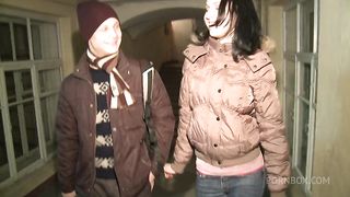 Pigtailed babe with a pink pussy enjoying brutal anal fucking on the floor