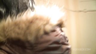 Pigtailed babe with a pink pussy enjoying brutal anal fucking on the floor