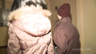 Pigtailed babe with a pink pussy enjoying brutal anal fucking on the floor