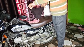 My girlfriend wanted to ride the bike, but I made her ride my cock.