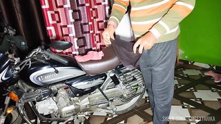 My girlfriend wanted to ride the bike, but I made her ride my cock.