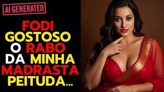 MEU PAI SAIU PARA TRABALHAR E EU PAPEI A TESUDA DA MINHA MADRASTA PEITUDA...