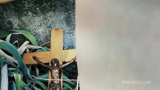 Italian slut pisses on a crucifix in a deconsecrated cemetery