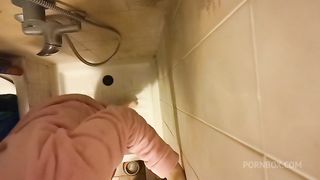 Spy on your beautiful Italian in the shower exclusive content