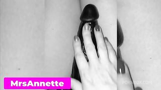 SLAVE IN CHASTITY LICKS MY FEET AND CONSTANTLY LOOKING AT THE STRAPON.
