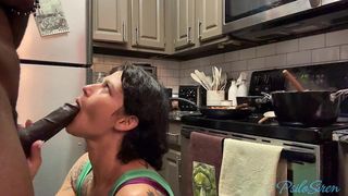SPICY TRADWIFE LIFE - INTERRACIAL COUPLE FUCKS IN KITCHEN WHILE SHE COOKS HIM DINNER PSILO SIREN MATT BISHOP