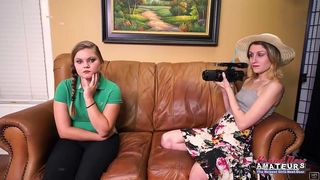 BRUNETTE COEDS LAUREN AND PIXIE PIE GET BANGED AND SUCK THE SAME COCK!