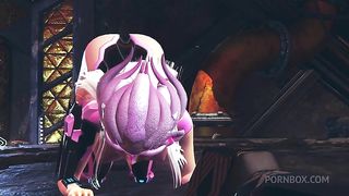 Alien girl on an alien planet takes anal beads up her ass | 3D Hentai
