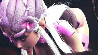 Alien girl on an alien planet takes anal beads up her ass | 3D Hentai