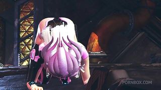 Alien girl on an alien planet takes anal beads up her ass | 3D Hentai