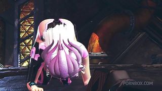Alien girl on an alien planet takes anal beads up her ass | 3D Hentai