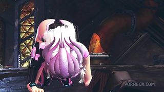 Alien girl on an alien planet takes anal beads up her ass | 3D Hentai