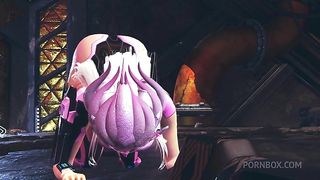 Alien girl on an alien planet takes anal beads up her ass | 3D Hentai