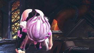 Alien girl on an alien planet takes anal beads up her ass | 3D Hentai