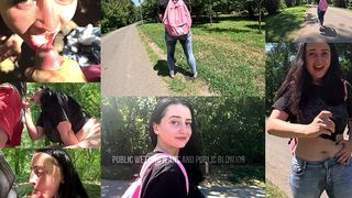 WETTING JEANS IN PUBLIC AND PUBLIC BLOWJOB