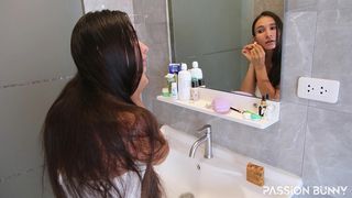 HOTTIE CAUGHT IN BATHROOM AND FUCKED IN MOUTH WITH FACIAL