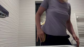 SECRET MASTURBATE WITH BOTTLE AND SQUIRT IN PUBLIC TOILET