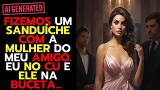 MEU MARIDO E O AMIGO DELE ARROMBARAM O MEU CUZINHO E A MINHA BUCETA, EU ADOREI...