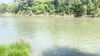 Blowjob and anal sex near the river in the woods with 18 year old teen!