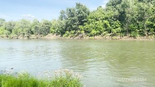 Blowjob and anal sex near the river in the woods with 18 year old teen!
