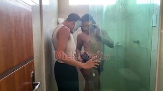 MY TRANS WIFE FUCKED BY PLUMBER AND ME. THREESOME FUCKING MY SLUT WIFE IN OUR HOME