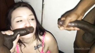 Angelina Throating 2 Black Cocks!