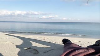 Winter beach sex | Lovely teen riding my big cock at 3 degrees