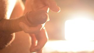 CLOSE-UP GENTLE STROKING = ONE FINGER OOZING CUMSHOT